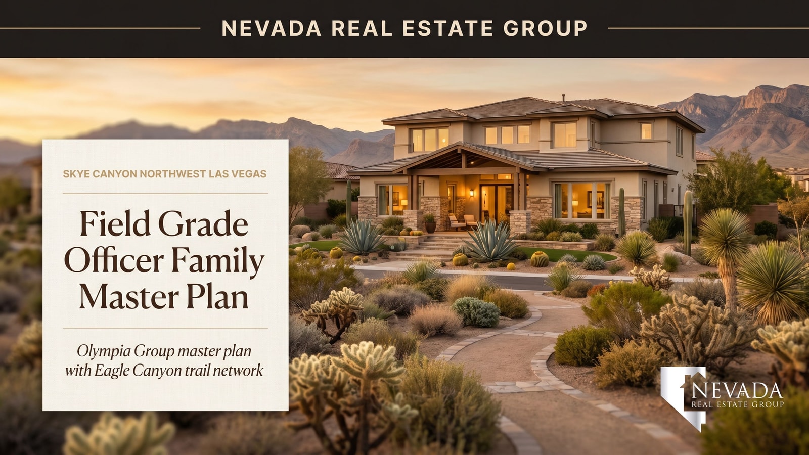 Skye Canyon master plan single-family home with trail-network amenity — northwest Las Vegas 89166 for Nellis field-grade officer families